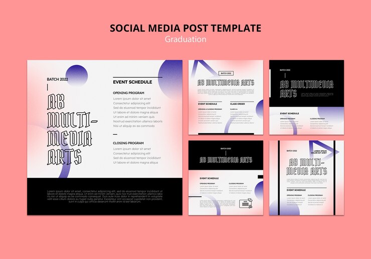 PSD Gratis gradient instagram posts graduation template