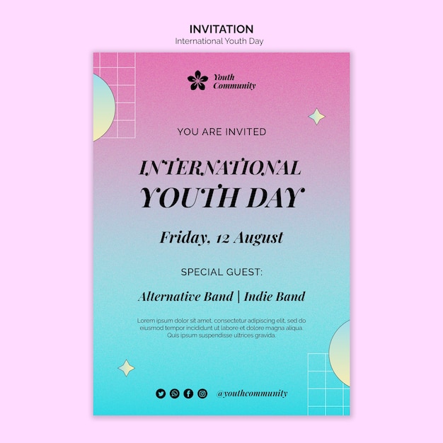 Gratis PSD gradiënt internationale jeugddag posterontwerp