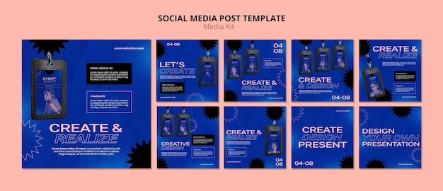 Gratis PSD gradiënt media kit instagram berichten