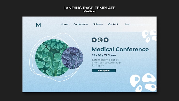 PSD Gratis gradient medical care landing page