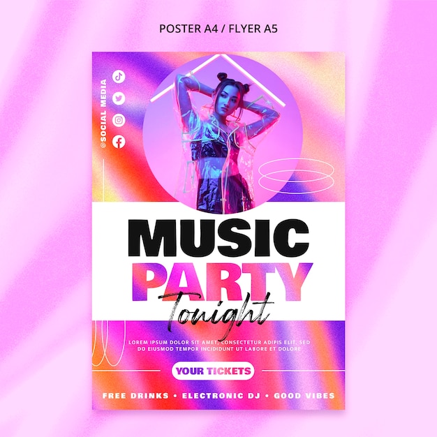 Gradiënt muziek feest sjabloon