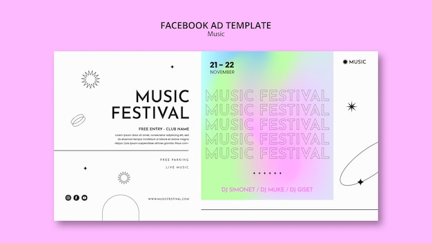 Gratis PSD gradient muziekfestival facebook-sjabloon