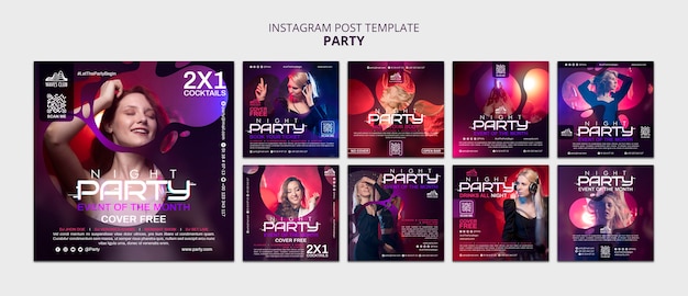 Gratis PSD gradient night party instagram-berichten