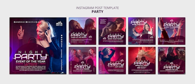 Gradient night party instagram-berichten