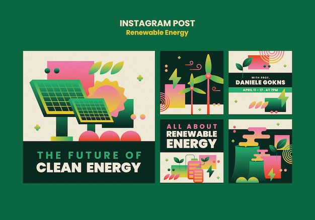 PSD gratuito gradient posts de energía renovable en instagram