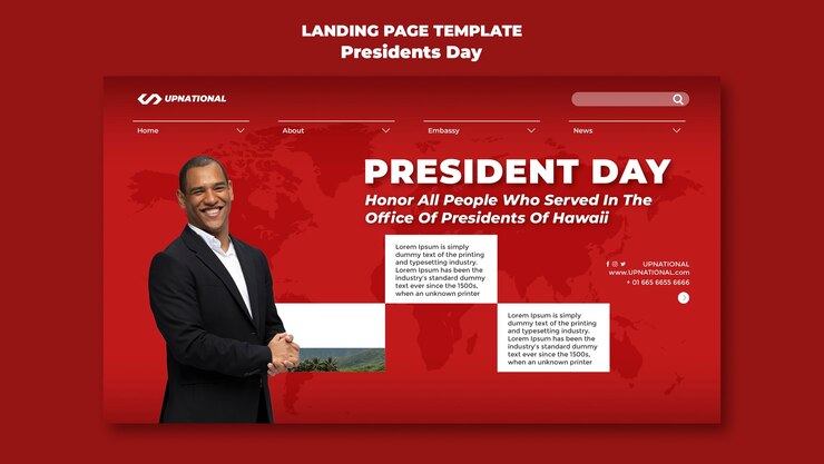Gratis PSD gradiënt president dag sjabloon