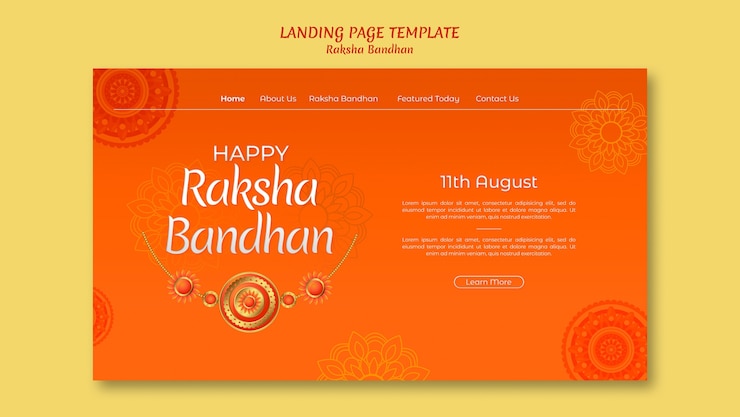 PSD Gratis gradient raksha landing page template