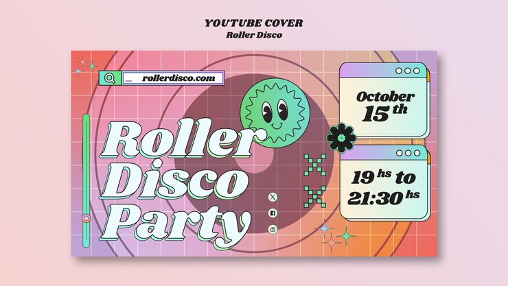 PSD Gratis gradient roller disco youtube cover