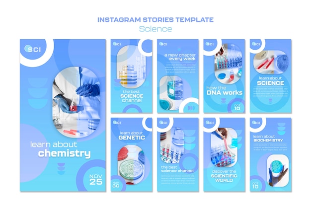 Gratis PSD gradient science concept instagram-verhalen