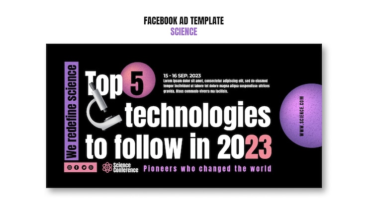 PSD Gratis gradient science research facebook template