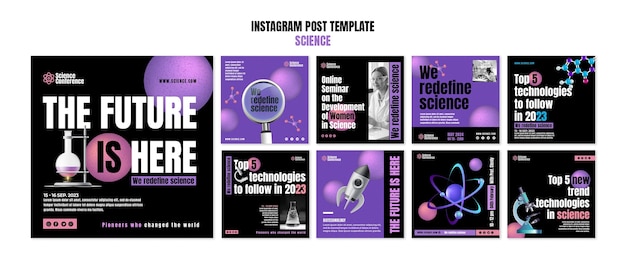 Gratis PSD gradient science research instagram-berichten