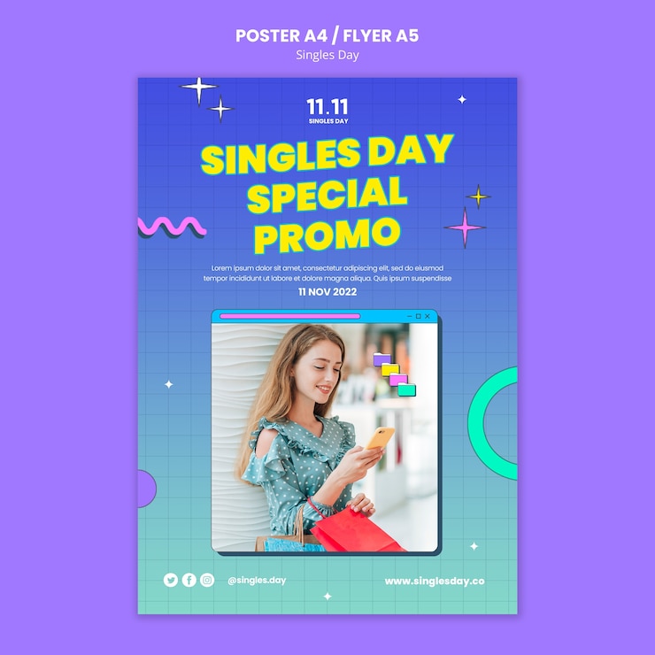 PSD Gratis gradient singles day celebration poster template