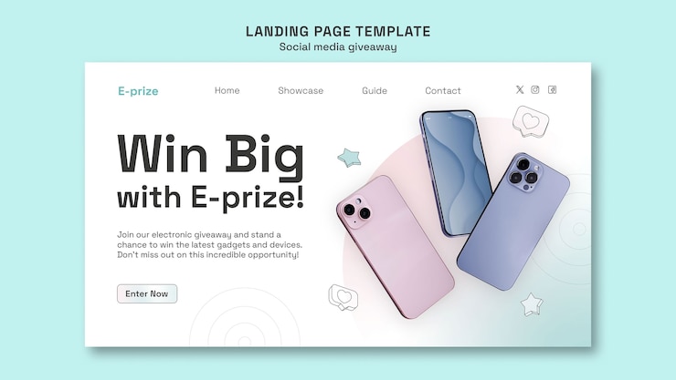 PSD Gratis gradient social media giveaway landing page