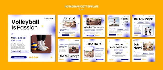 Gratis PSD gradient sport concept instagram posts