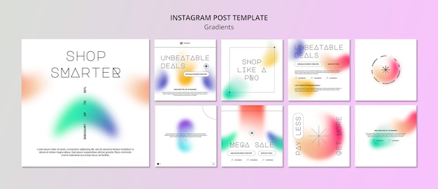 Gratis PSD gradiënt stijl instagram posts sjabloon