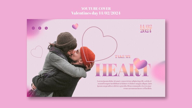 PSD Gratis gradient valentines day celebration  youtube cover
