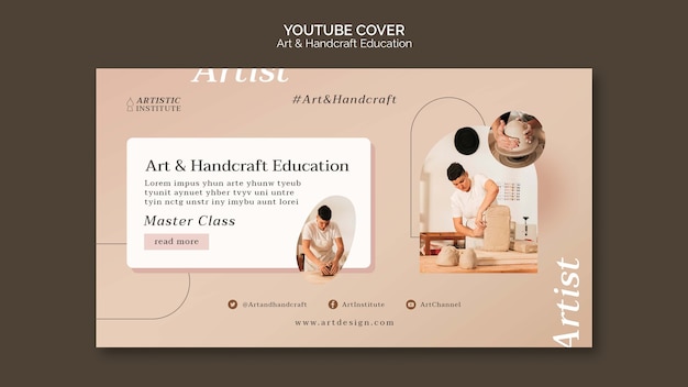 Gradiente de arte y educación artesanal portada de youtube.
