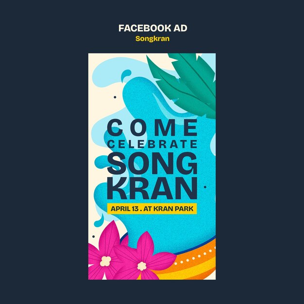 Gradiente de la celebración de la canción Kran plantilla de Facebook