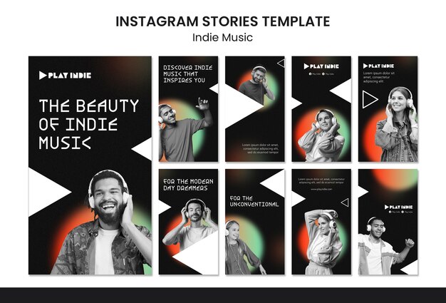 Gradiente de historias de instagram de música indie