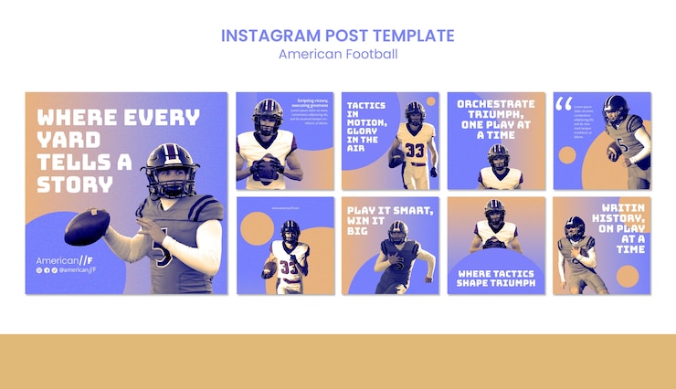 PSD gratuito gradiente de publicaciones de instagram de fútbol americano
