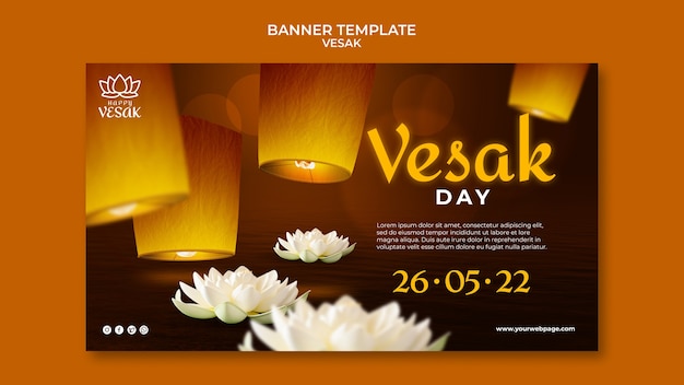 Gradiente vesak celebrazione modello banner design