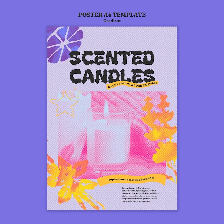 PSD Gratis gradients candle poster template