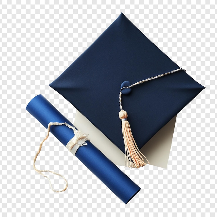 PSD Gratis graduation cap and diploma symbol of academic achievement and success