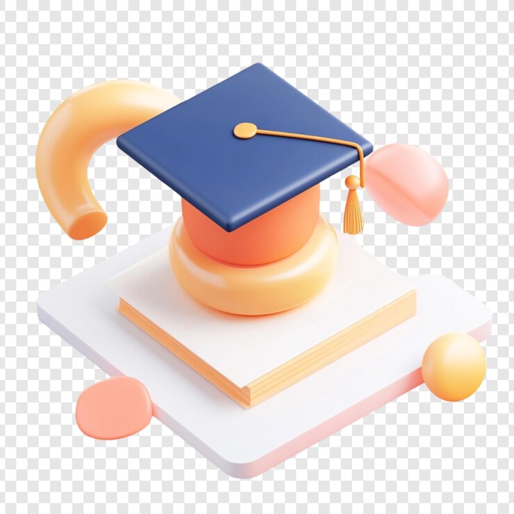 PSD gratuito graduation cap on books rendering 3d dei risultati accademici