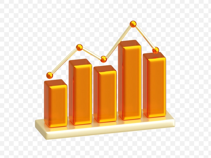 PSD gratuito grafico a linea dorata con visualizzazione di dati aziendali a grafico 3d illustrazione di sfondo