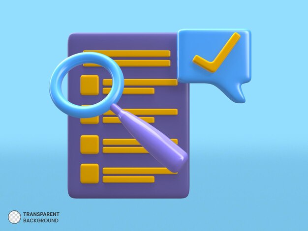Gráfico circular de negocios con icono de marca de verificación aislado 3d renderizar ilustración