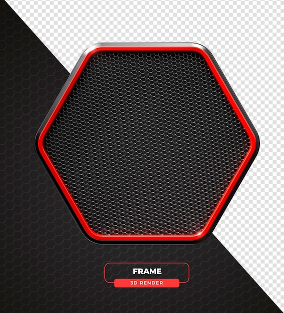 Gráfico hexagonal estilizado con contorno rojo en representación 3D con fondo transparente