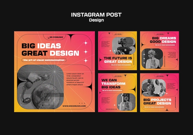 Gratis PSD grafisch ontwerp beroep instagram posts collectie