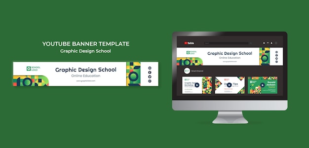 Gratis PSD grafisch ontwerp school youtube banner