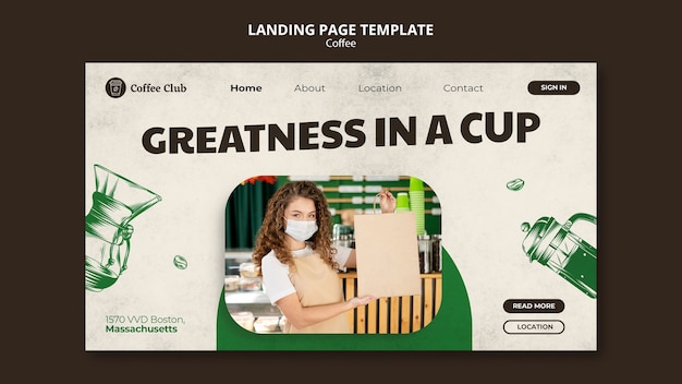 Gran plantilla de página de aterrizaje de café