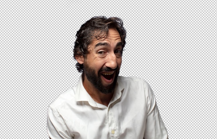 PSD gratuito con una gran sonrisa amistosa despreocupada mirando positivo relajado y feliz frío