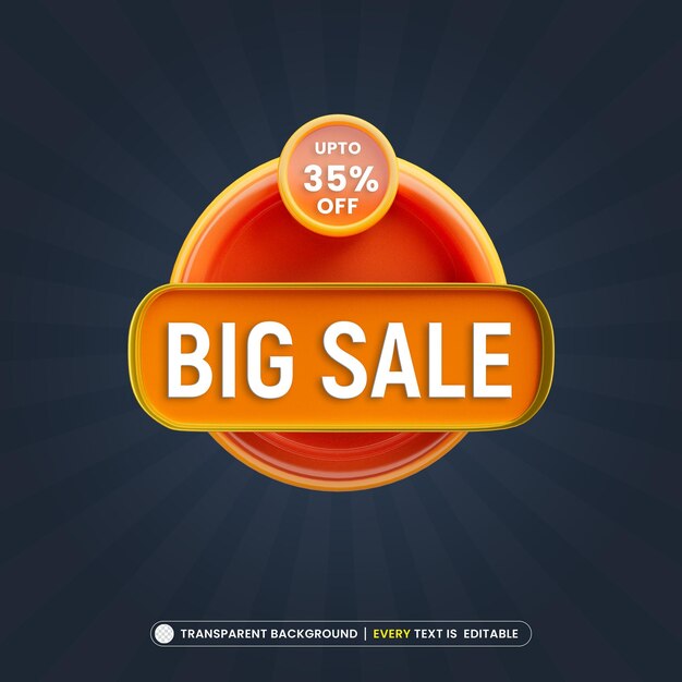 Gran venta de hasta 35 de descuento en banner de promoción con efecto de texto editable
