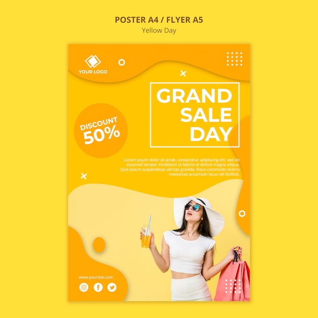 Grande modello dell'aletta di filatoio di giorno di vendita di giorno giallo