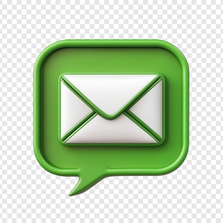 PSD Gratis green 3d email notification icon in speech bubble