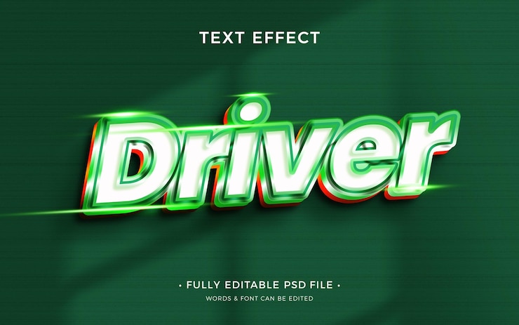 PSD Gratis green bold driver psd text effect
