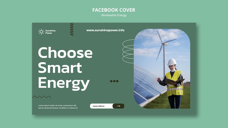 PSD Gratis green energy social media cover template