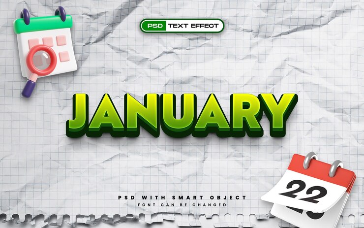 PSD Gratis green january text effect