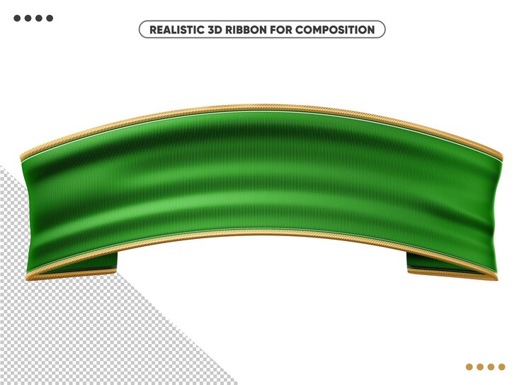 PSD Gratis green realistic 3d ribbon for compositing