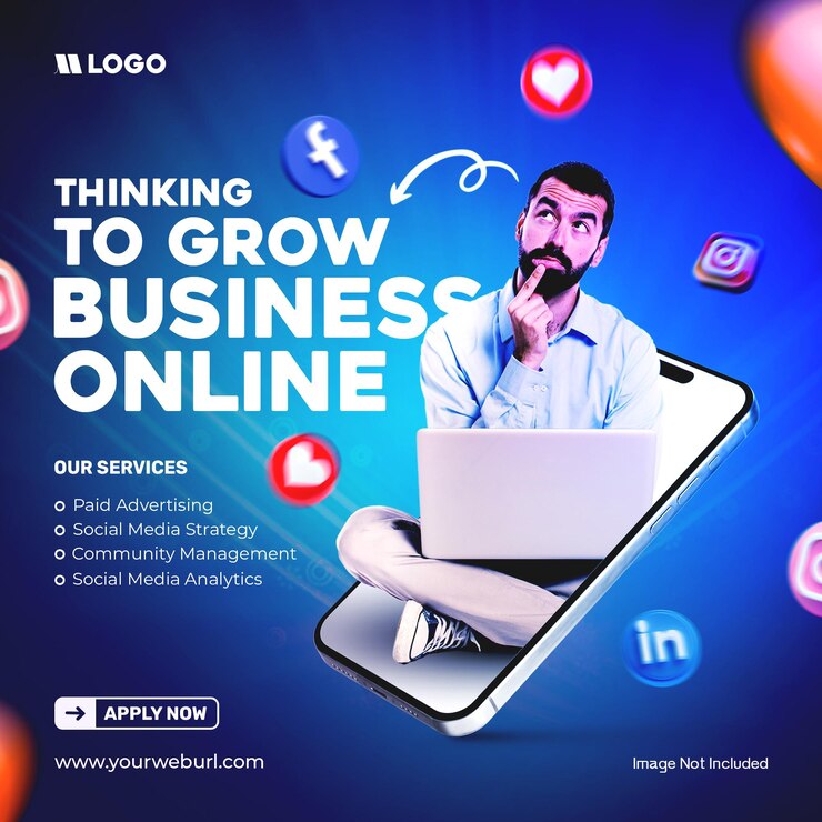Gratis PSD groei uw online bedrijf social media post template
