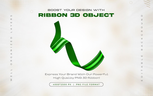 Gratis PSD groen lint icoon geïsoleerde 3d-rendering illustratie