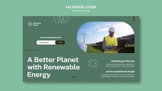 Groene energie sociale media voorbladsjabloon