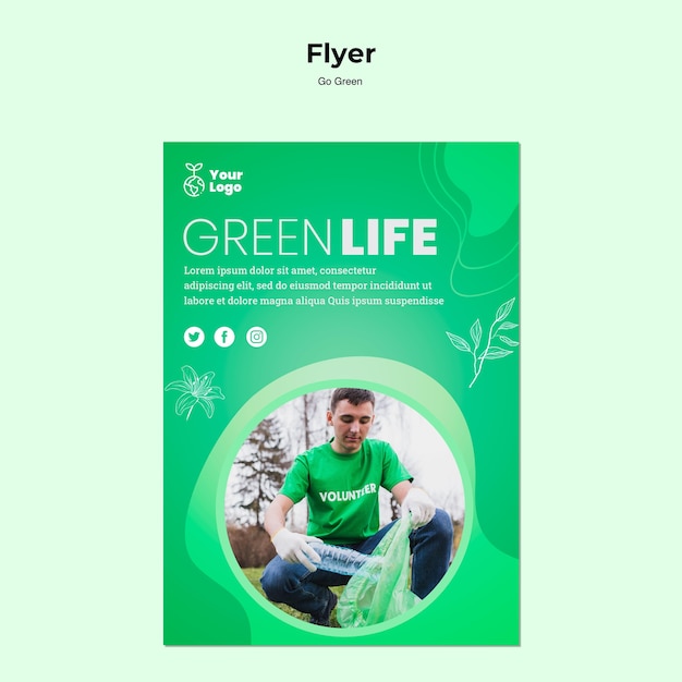 Groene leven milieu flyer-sjabloon