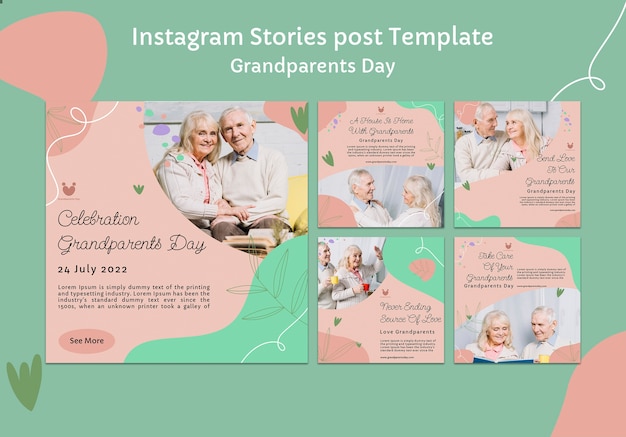 Gratis PSD grootouders dag ontwerp instagram berichten plaat