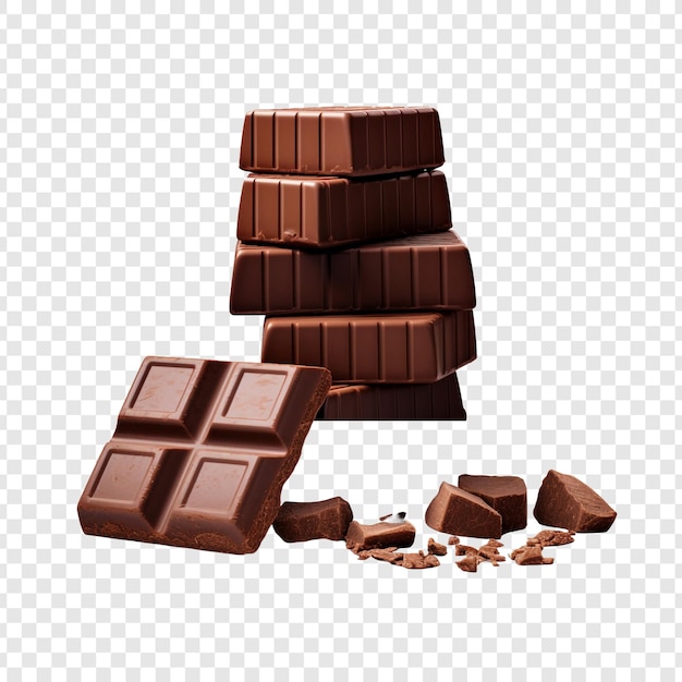 Gratis PSD grote chocolade en kleine zijn elk verdeeld in drie delen geïsoleerd op transparante achtergrond