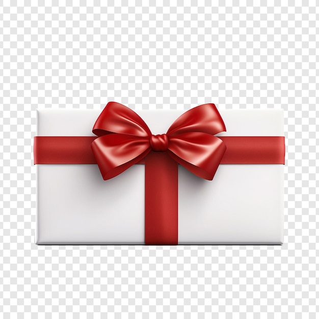 Gratis PSD grote rechthoekige witte cadeau doos met een rode lintboog geïsoleerd op transparante achtergrond