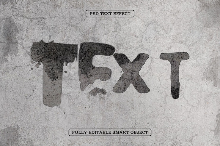 PSD Gratis grunge concrete paint text effect